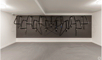 a collection of spoons hanging from a wall in a room